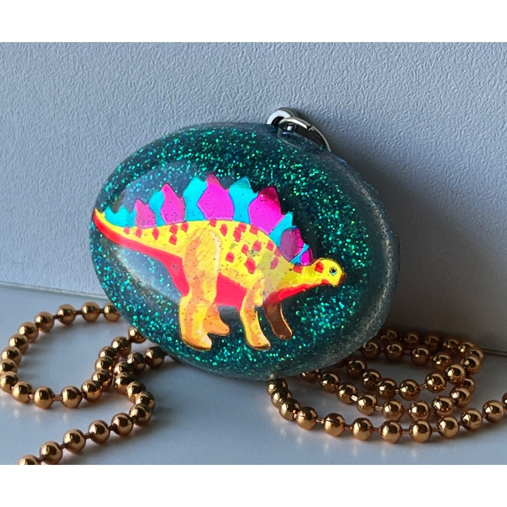 Pink Dinosaur Resin Pendant Necklace Jewelry